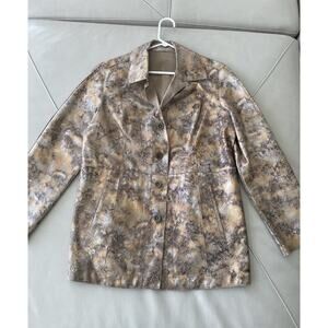 Women's Chico's Sz 1 Copper Boa Leather Reversible Jacket Blazer